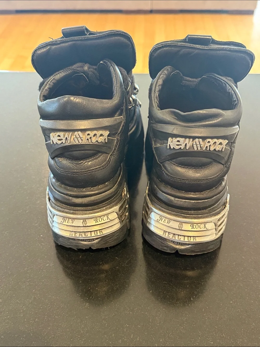 New Rock Black Platforms with Silver Hardware